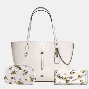 Coach Prairie Print Chalk Rebel Charm Market Tote, Wallet, and Pouch Set